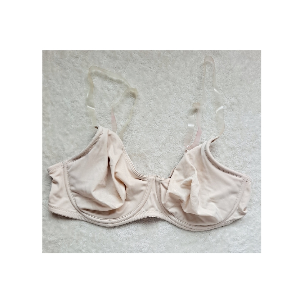 Nuance Bra Size 36C Nude Beige T Shirt Bra Underwired Clear strapscondition i